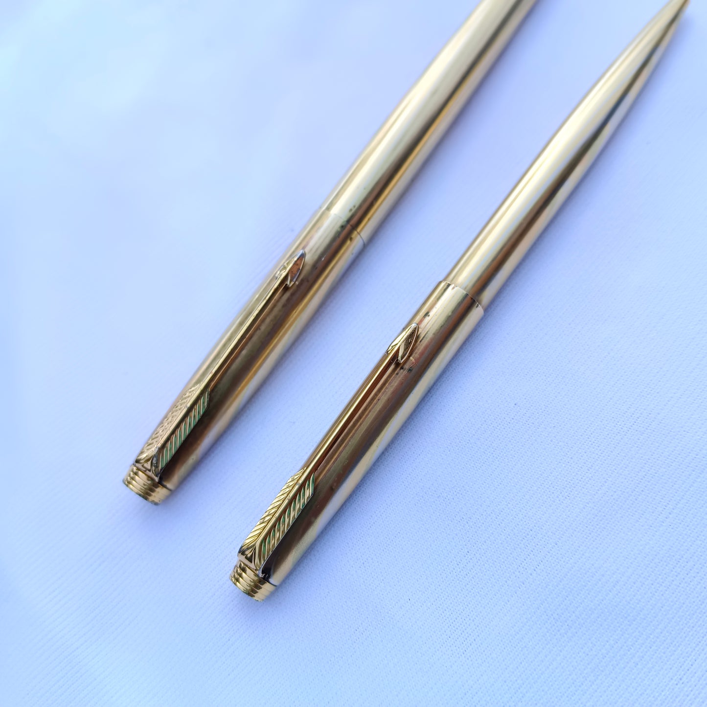 2Pc Parker 75 Regency "Rainbow" Vintage Fountain Pen & Ball Pen Set