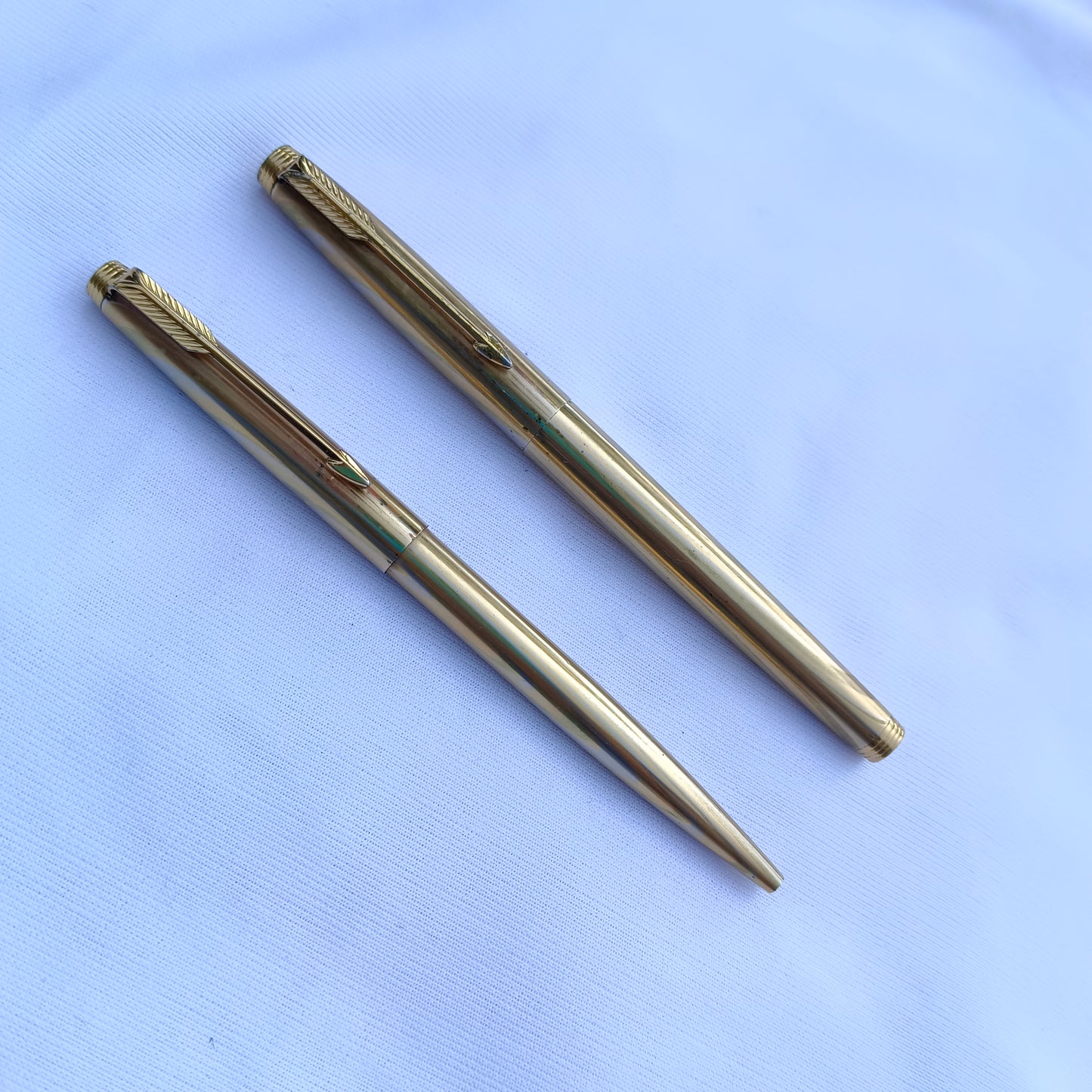 2Pc Parker 75 Regency "Rainbow" Vintage Fountain Pen & Ball Pen Set