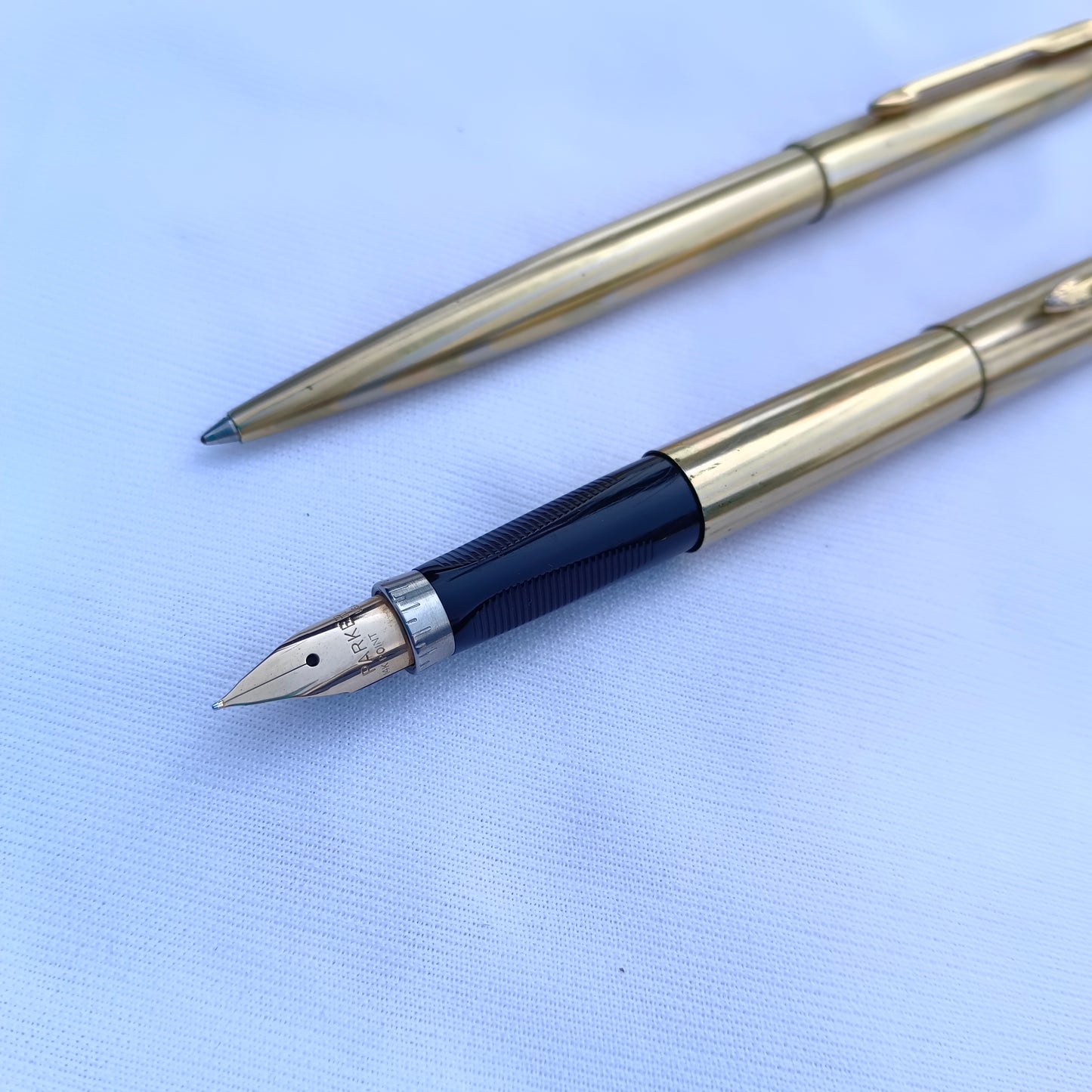 2Pc Parker 75 Regency "Rainbow" Vintage Fountain Pen & Ball Pen Set