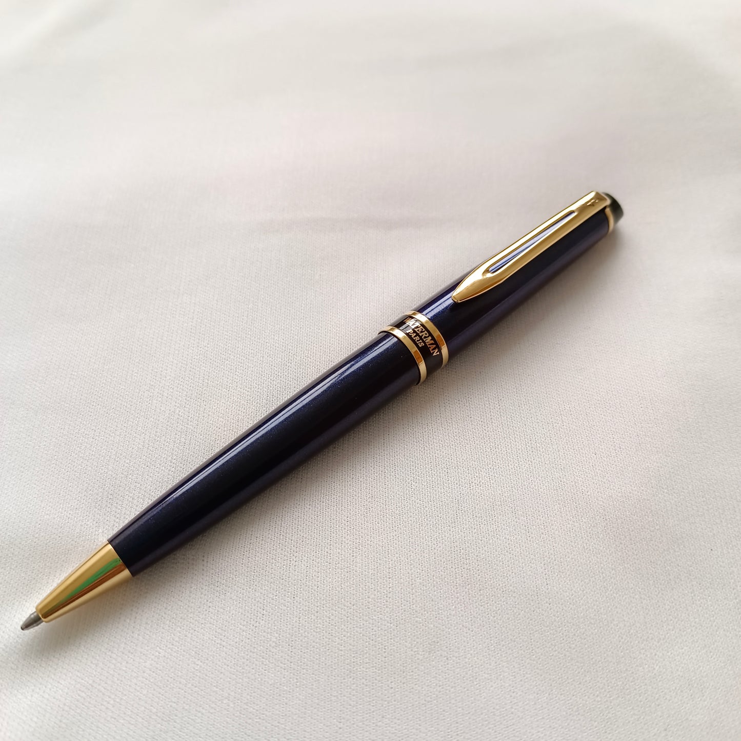 Vintage Waterman Expert Gold Trim Navy Blue Ball Pen