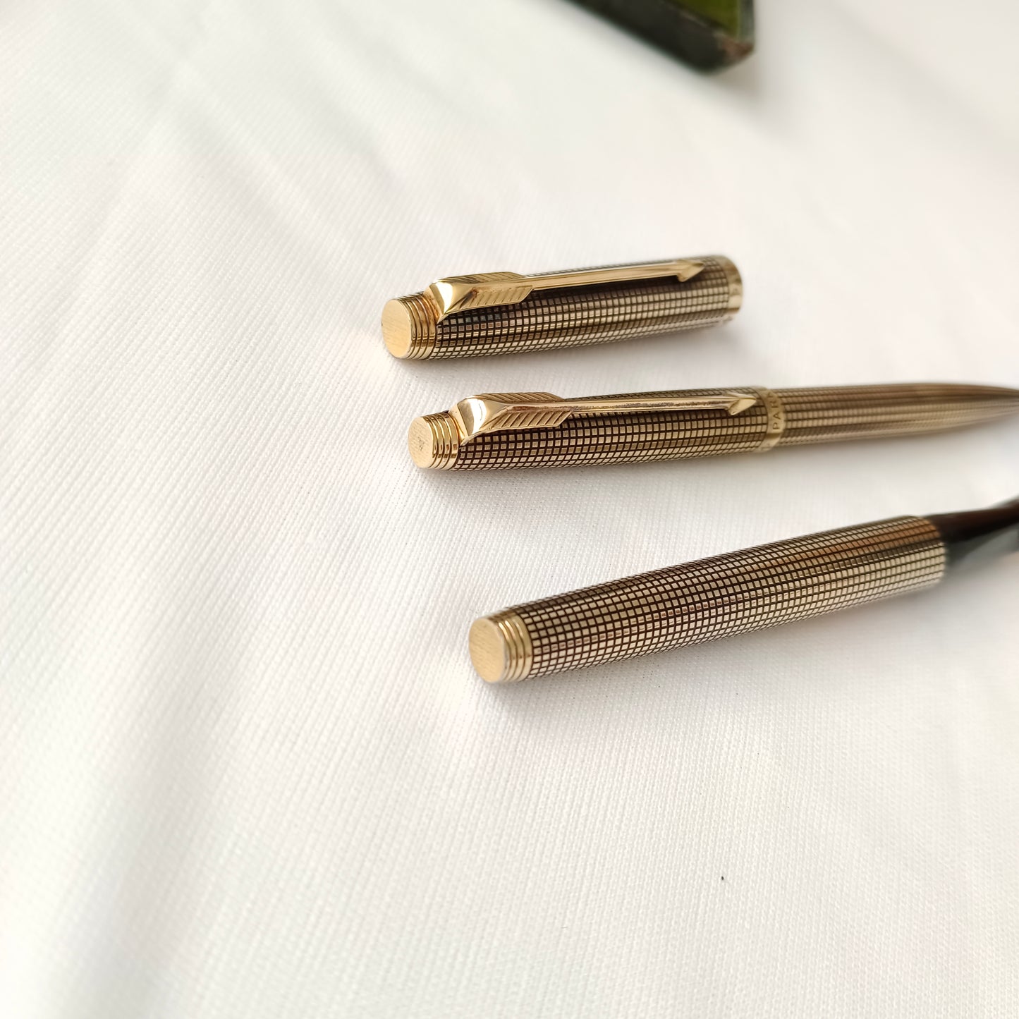 Vintage Parker 75 Cisele Vermeil Fountain & Ball Pen Set