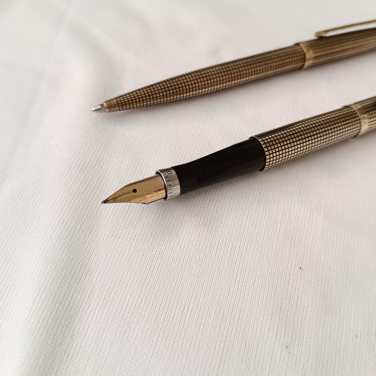 Vintage Parker 75 Cisele Vermeil Fountain & Ball Pen Set