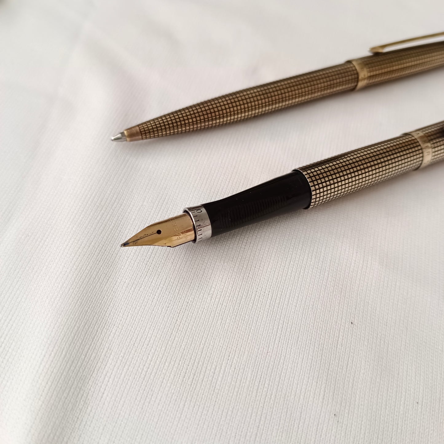 Vintage Parker 75 Cisele Vermeil Fountain & Ball Pen Set