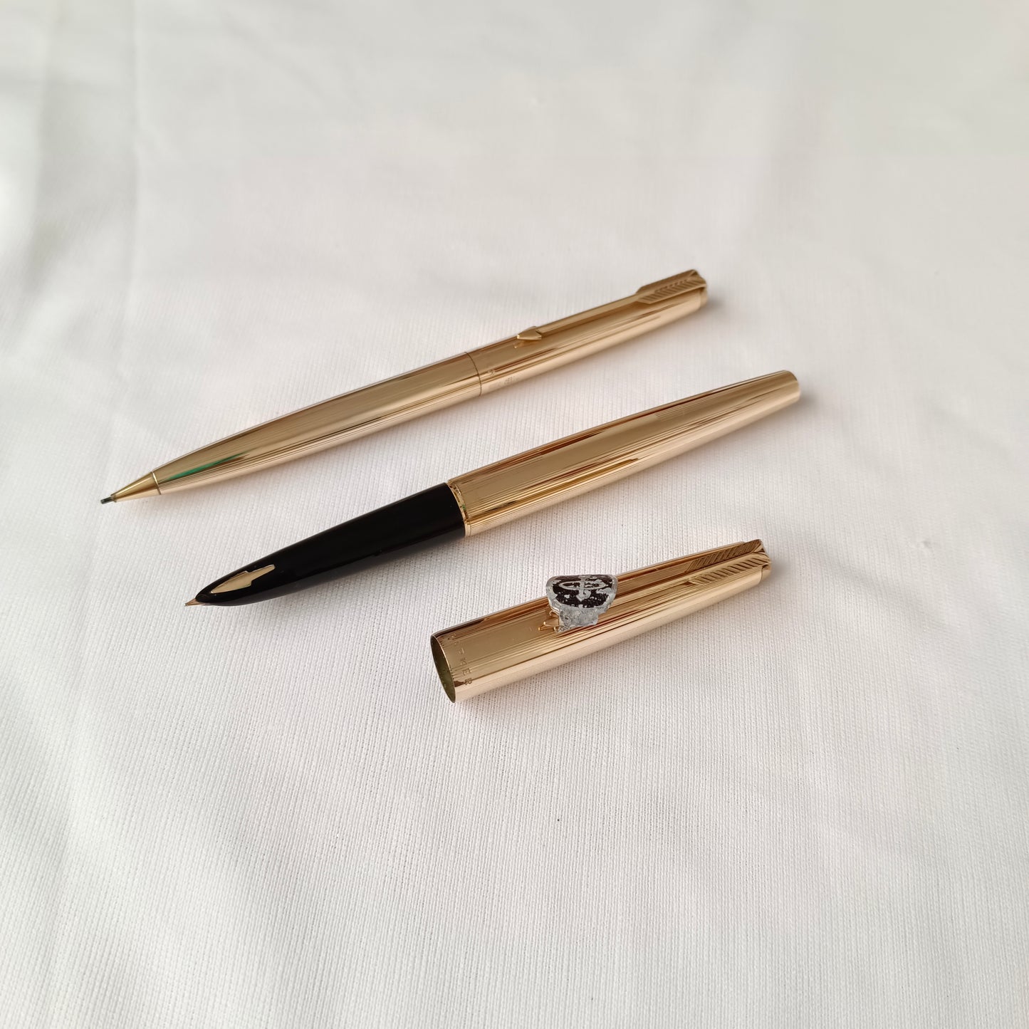 Vintage Parker 61 Signet Gold Plated Fountain & Pencil Set
