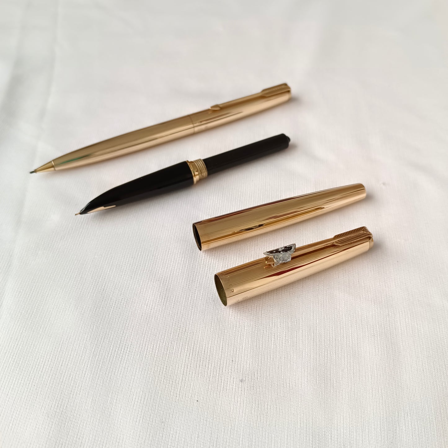 Vintage Parker 61 Signet Gold Plated Fountain & Pencil Set