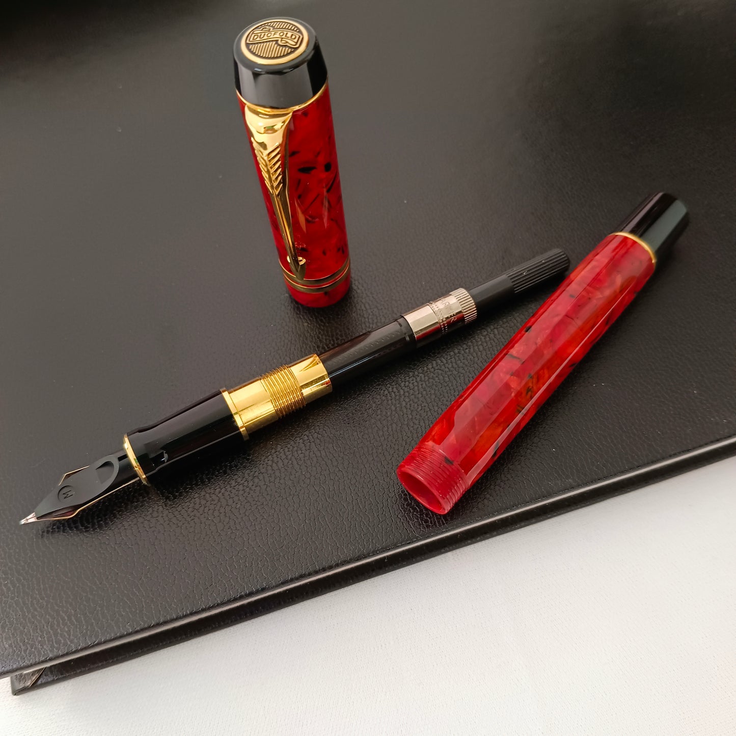 Parker Duofold Centennial Fountain Pen- Jasper Red Marble