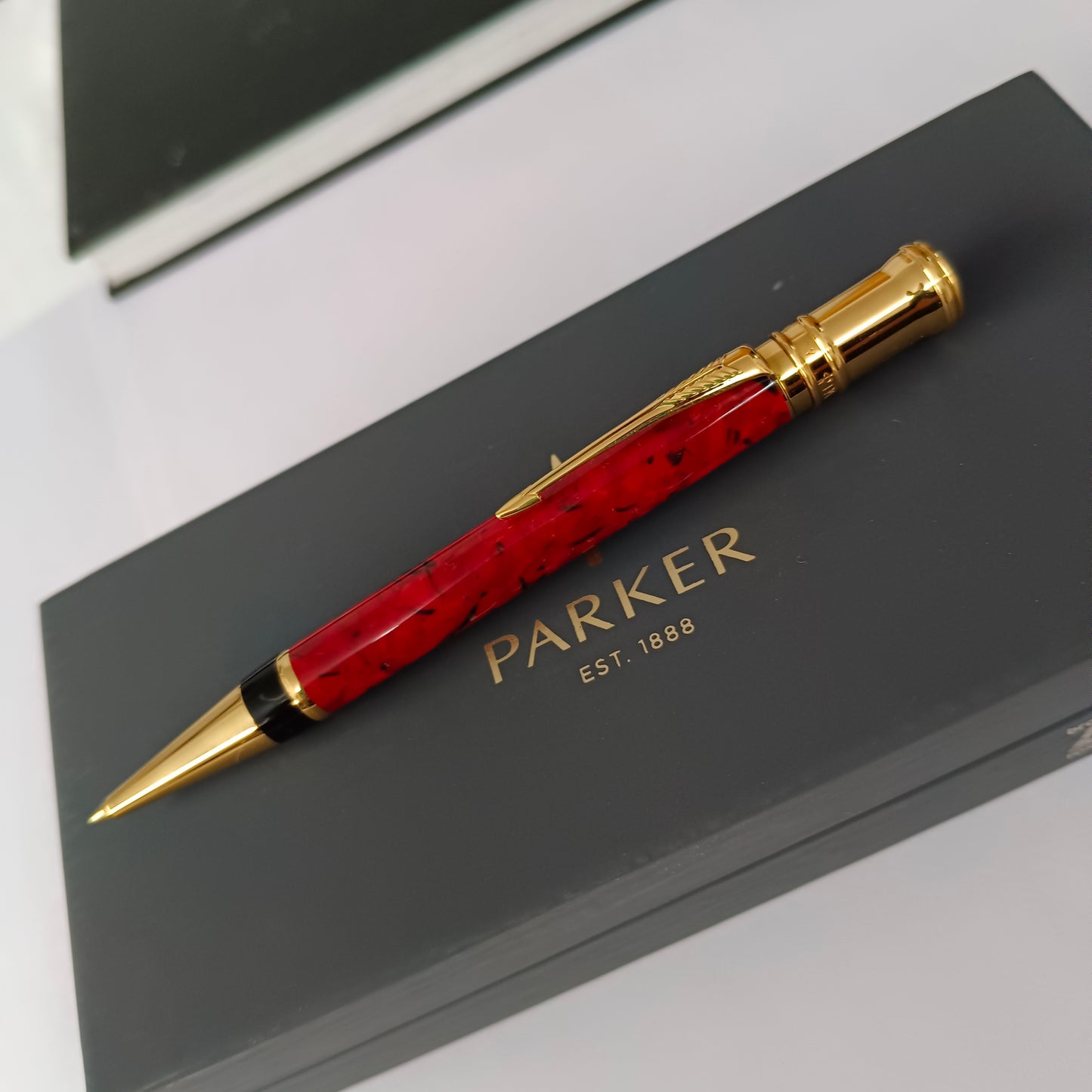 Parker Duofold Centennial Ball Pen- Jasper Red Marble