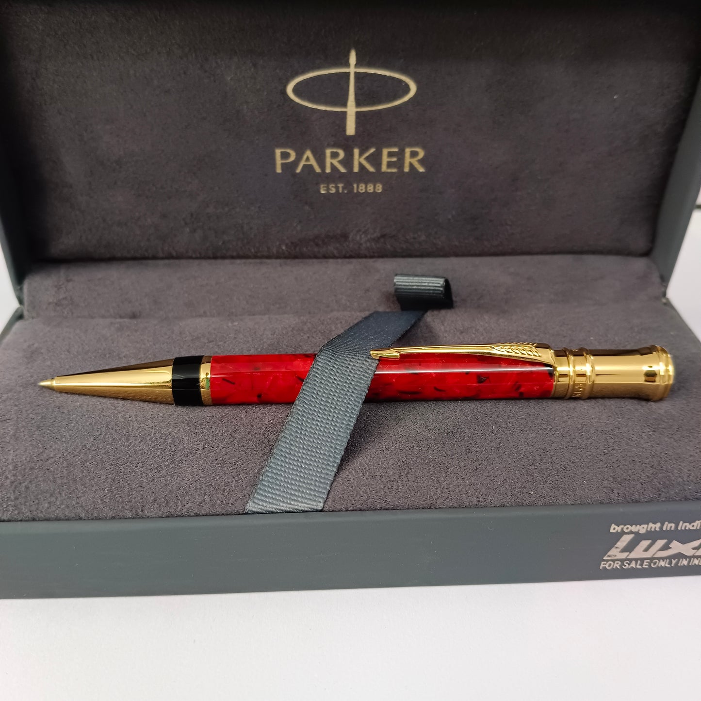 Parker Duofold Centennial Ball Pen- Jasper Red Marble