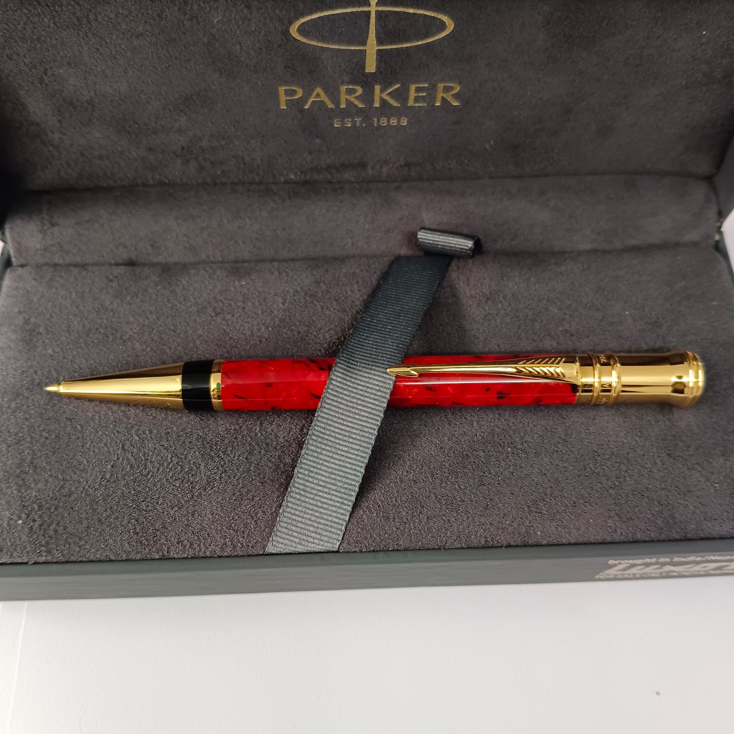 Parker Duofold Centennial Ball Pen- Jasper Red Marble