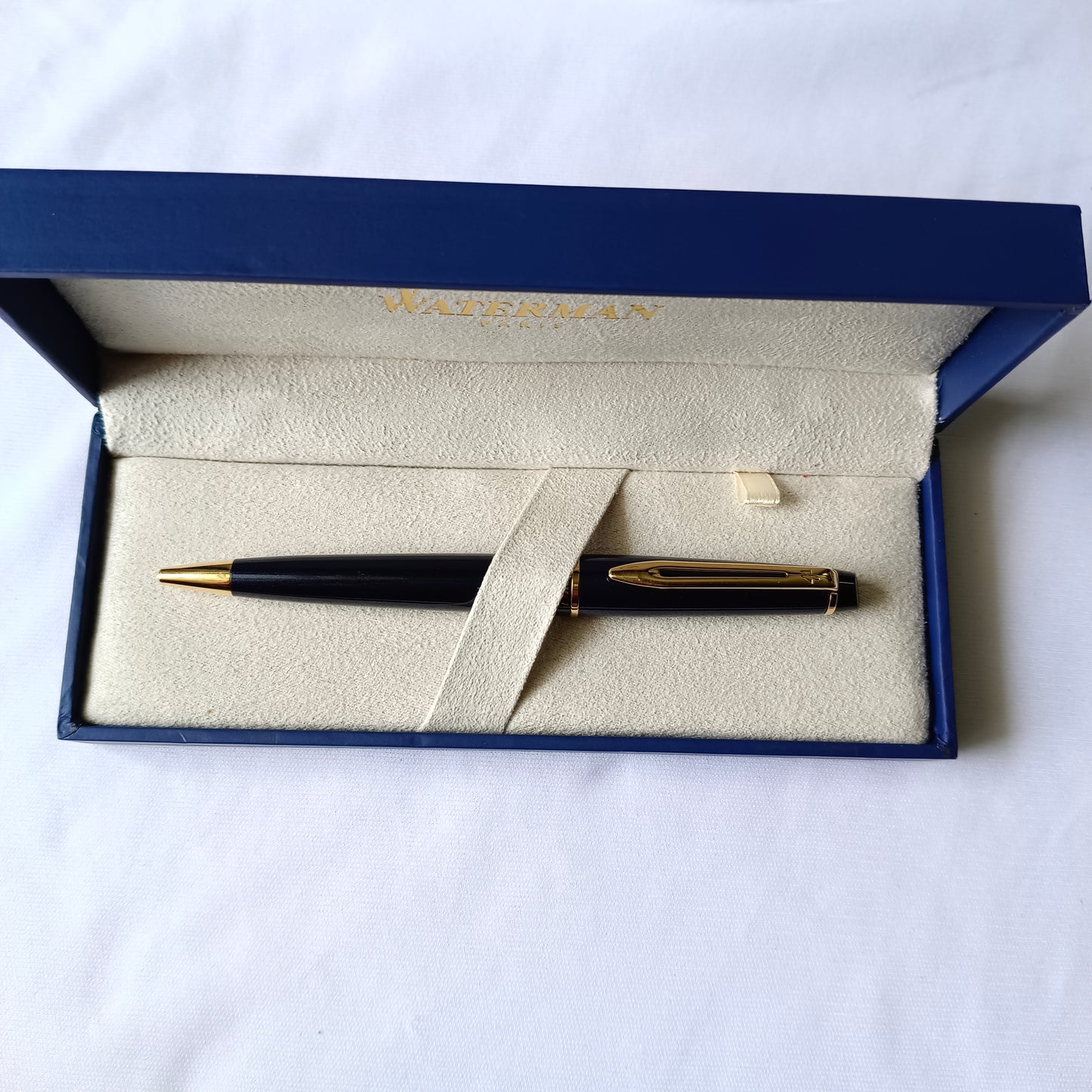 Vintage Waterman Expert Gold Trim Navy Blue Ball Pen