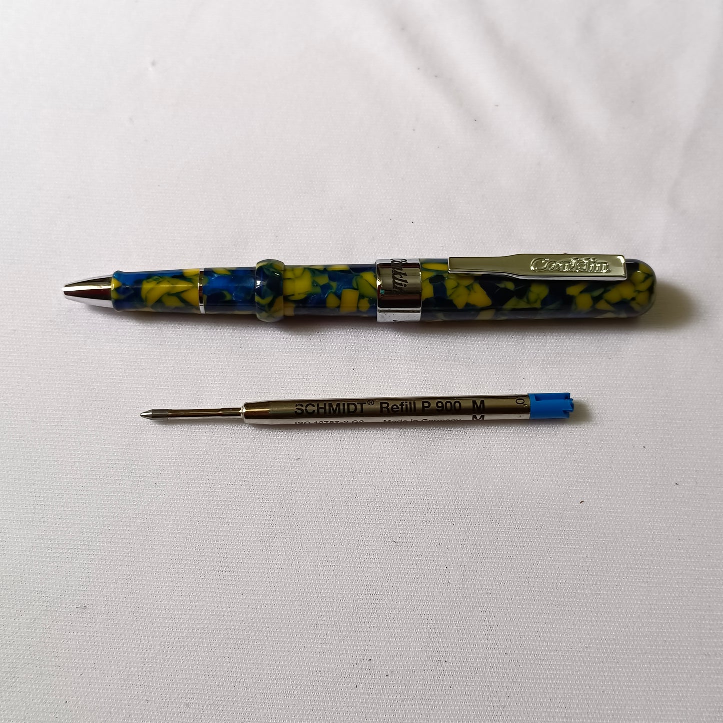 Conklin Mark Twain Crescent Marble Yellow/Blue Ballpoint Pen