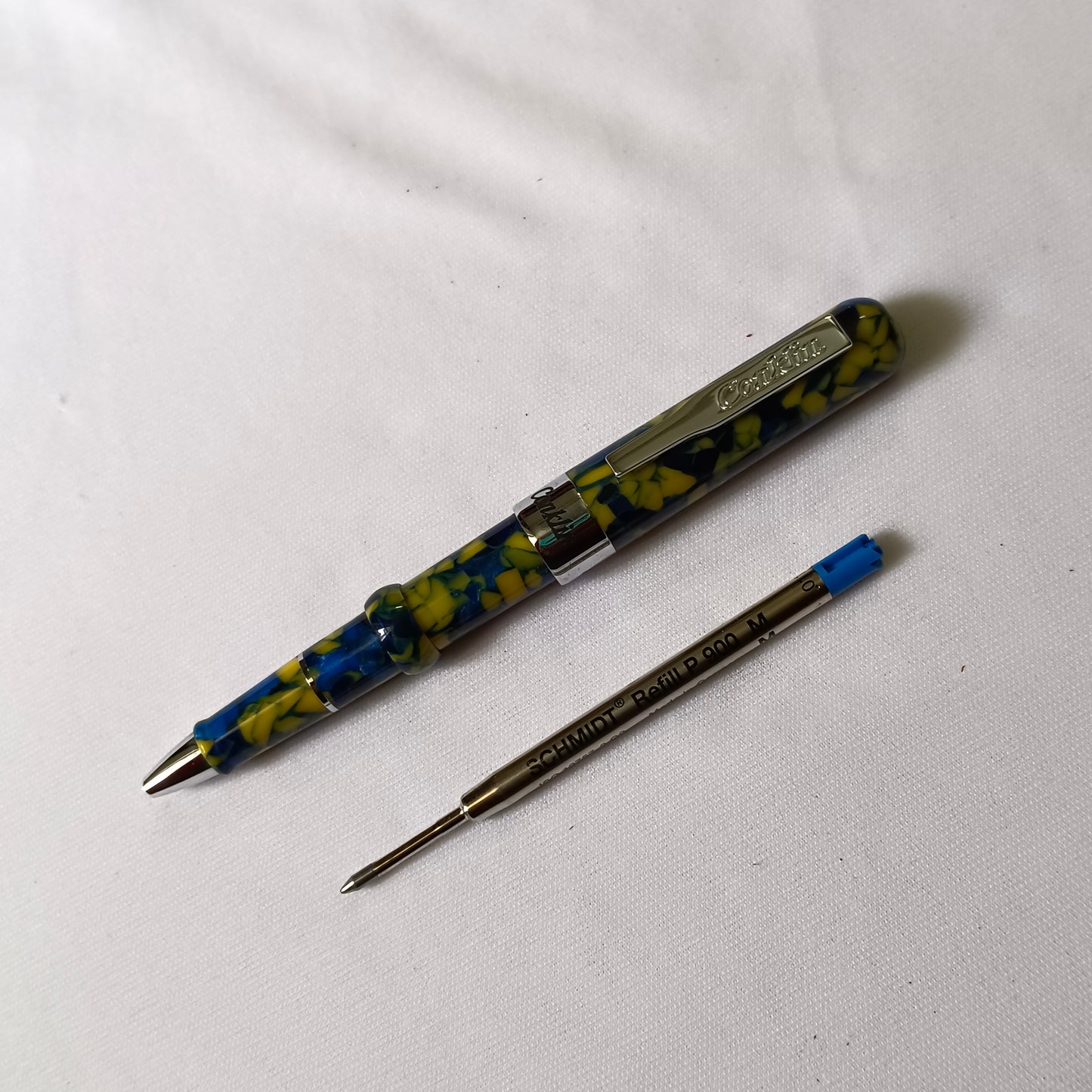 Conklin Mark Twain Crescent Marble Yellow/Blue Ballpoint Pen