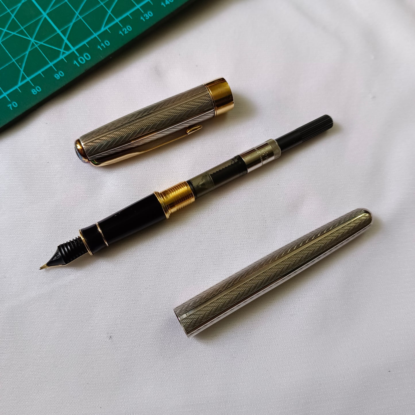 Parker Sonnet Fougere Sterling Silver GT 18Kt Gold Nib Fountain Pen
