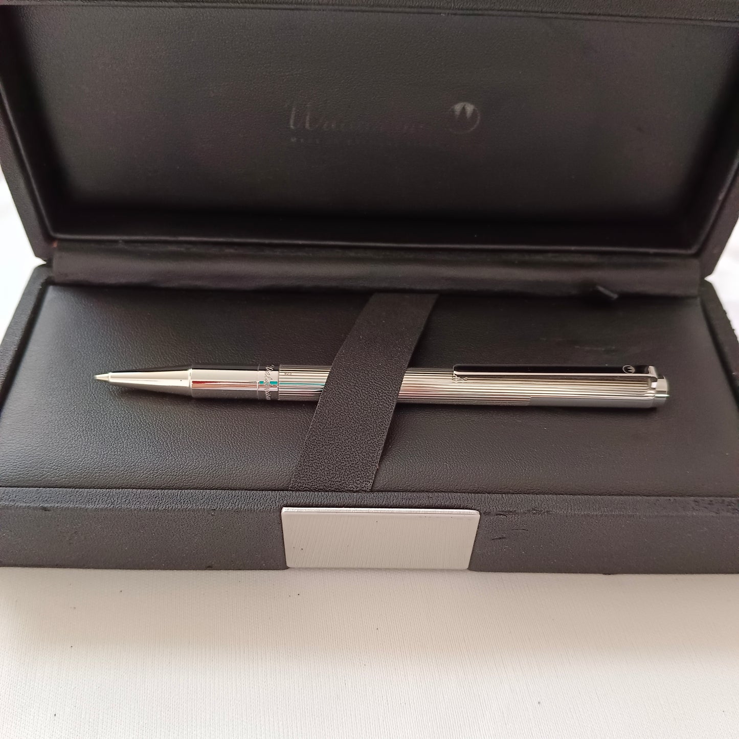 Waldmann Sterling Silver Lines Pattern With Engraving Space Twist Action Pencil