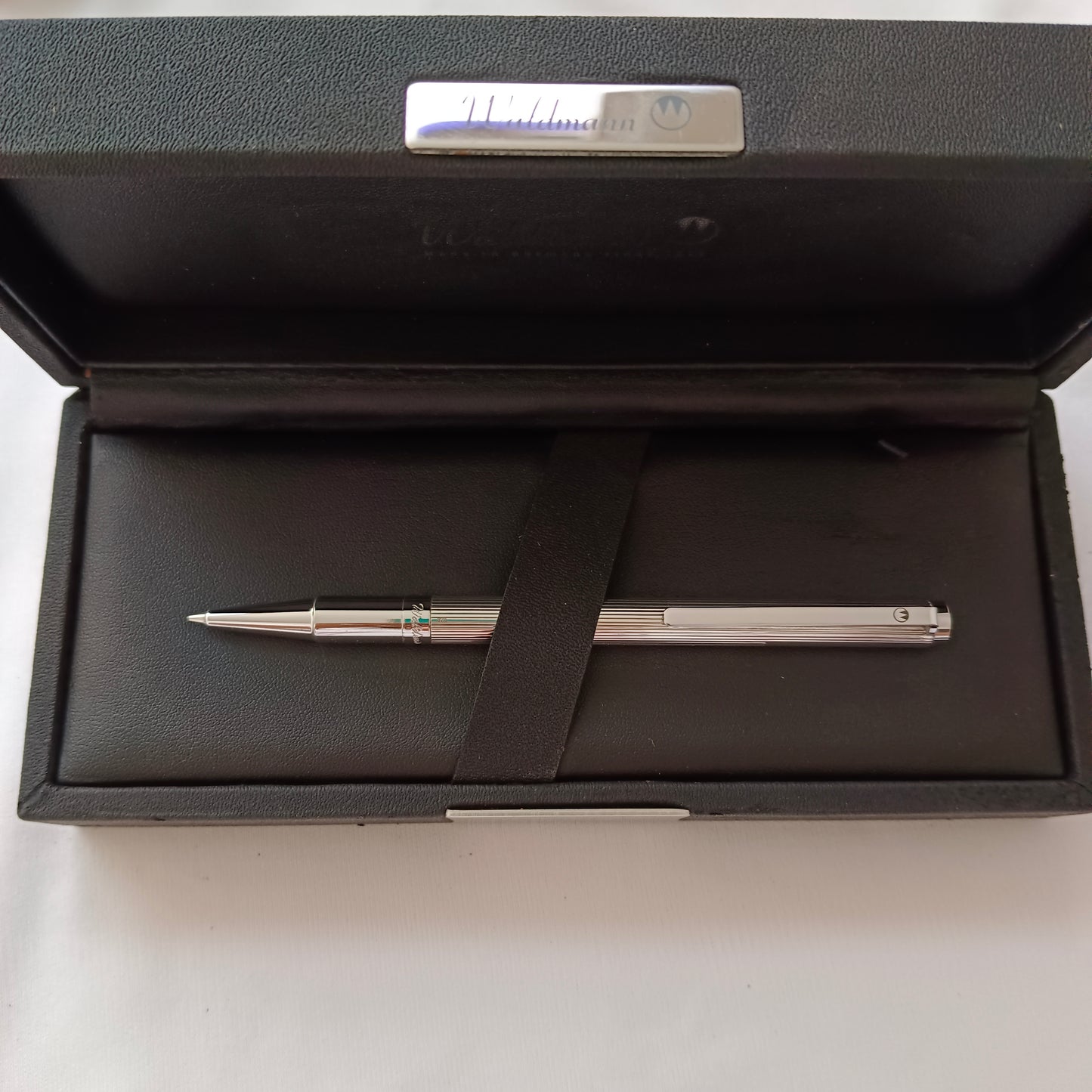 Waldmann Sterling Silver Lines Pattern With Engraving Space Twist Action Pencil