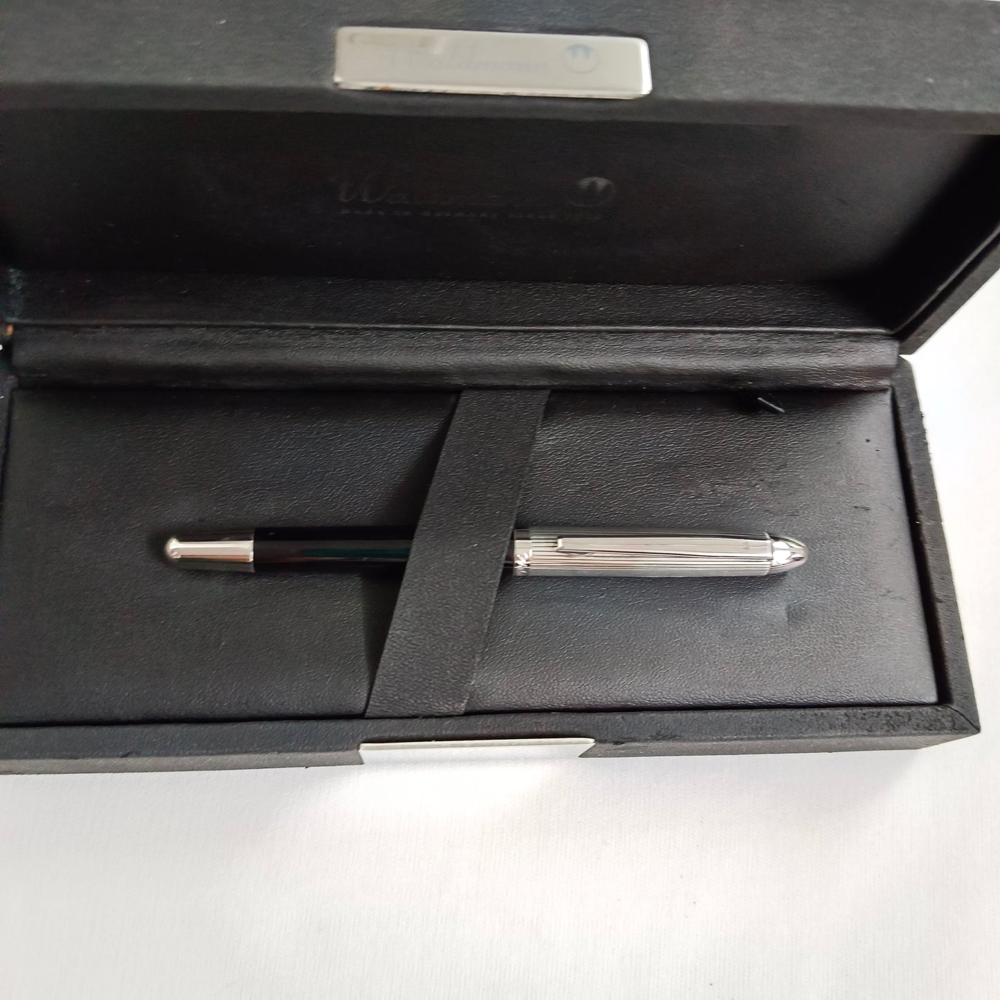 Waldmann Sterling Silver Fountain Pen Pocket Black Lacquer Medium Nib