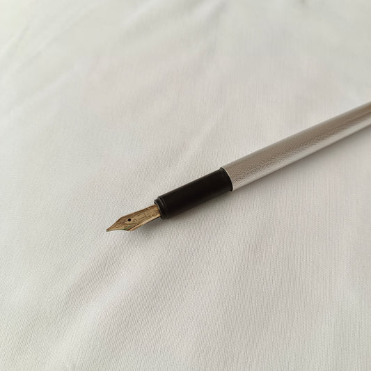Dunhill Gemline Fountain Pen by Montblanc - Silver Plated Barleycorn