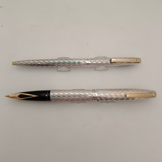 Sheaffer Imperial 834 Fountain and ball Pen Set- Sterling Marquetry Pattern