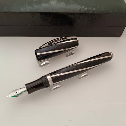 Visconti Divina Elegance Black Resin with Silver Trim Fountain Pen