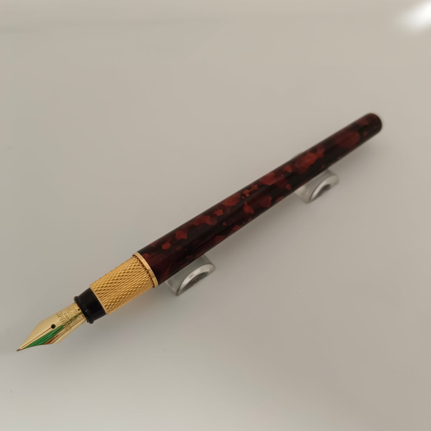 Chaumet Brown Lacquer Fountain Pen With Precious Stone