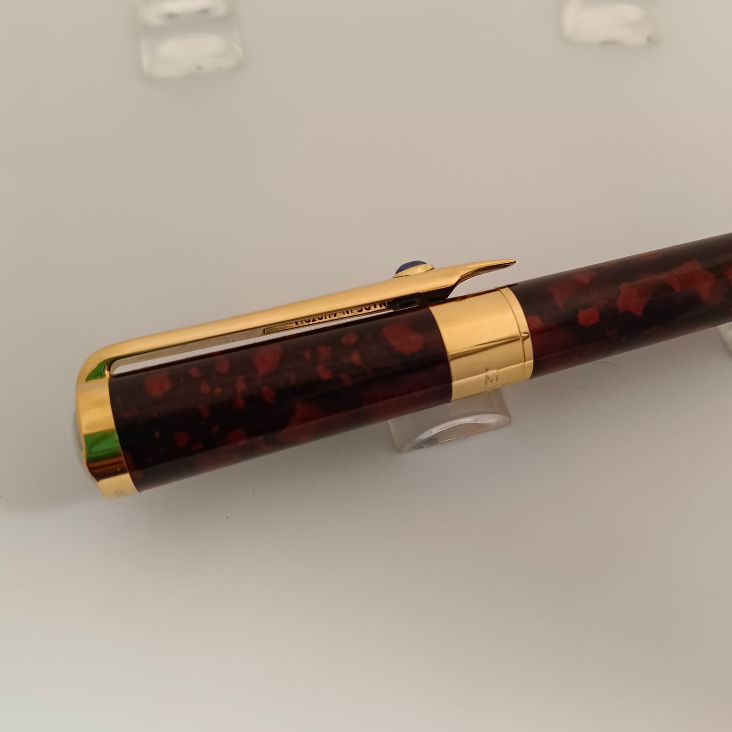 Chaumet Brown Lacquer Fountain Pen With Precious Stone