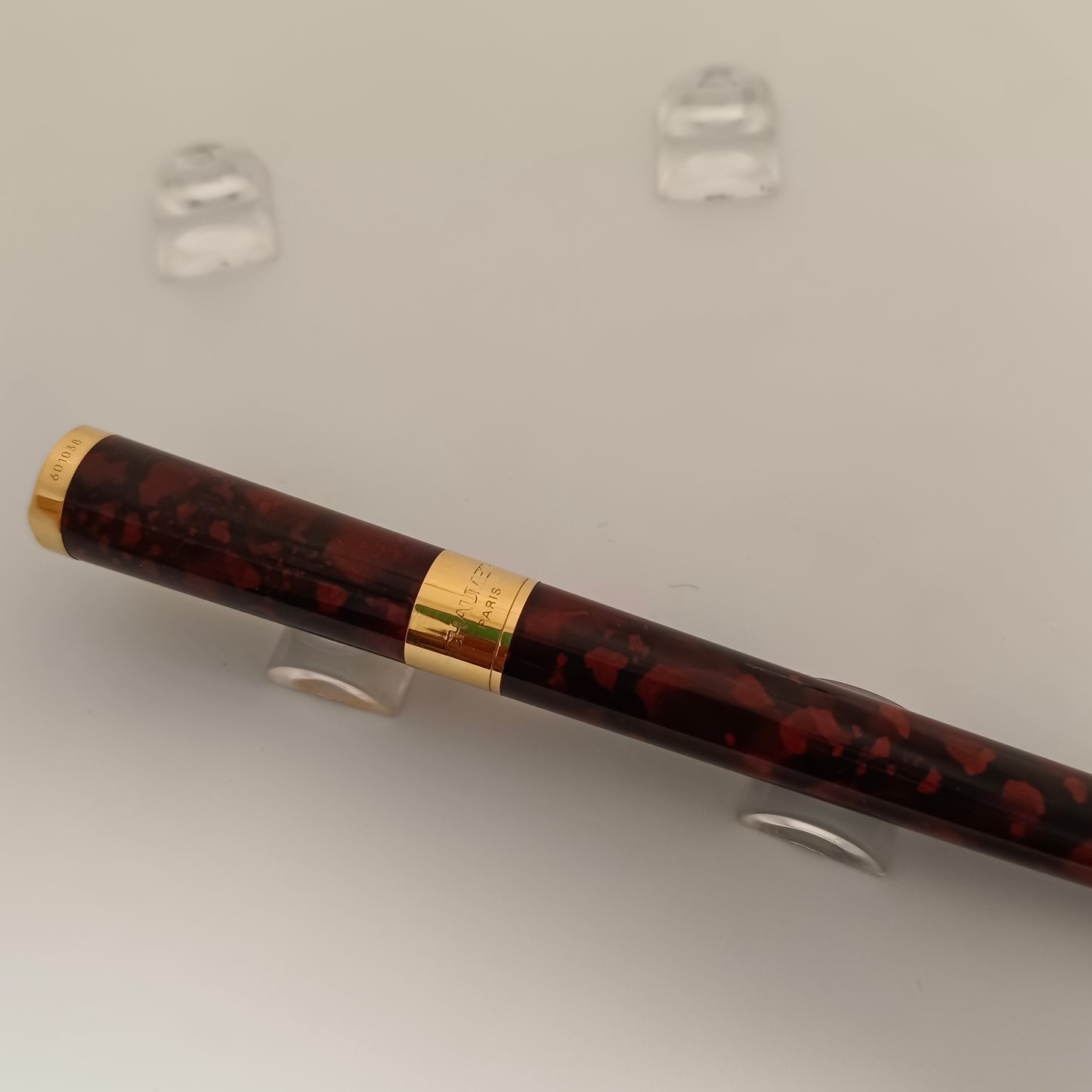 Chaumet Brown Lacquer Fountain Pen With Precious Stone