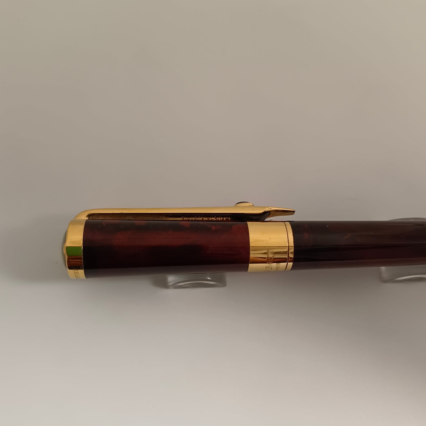 Chaumet Brown Lacquer Fountain Pen With Precious Stone