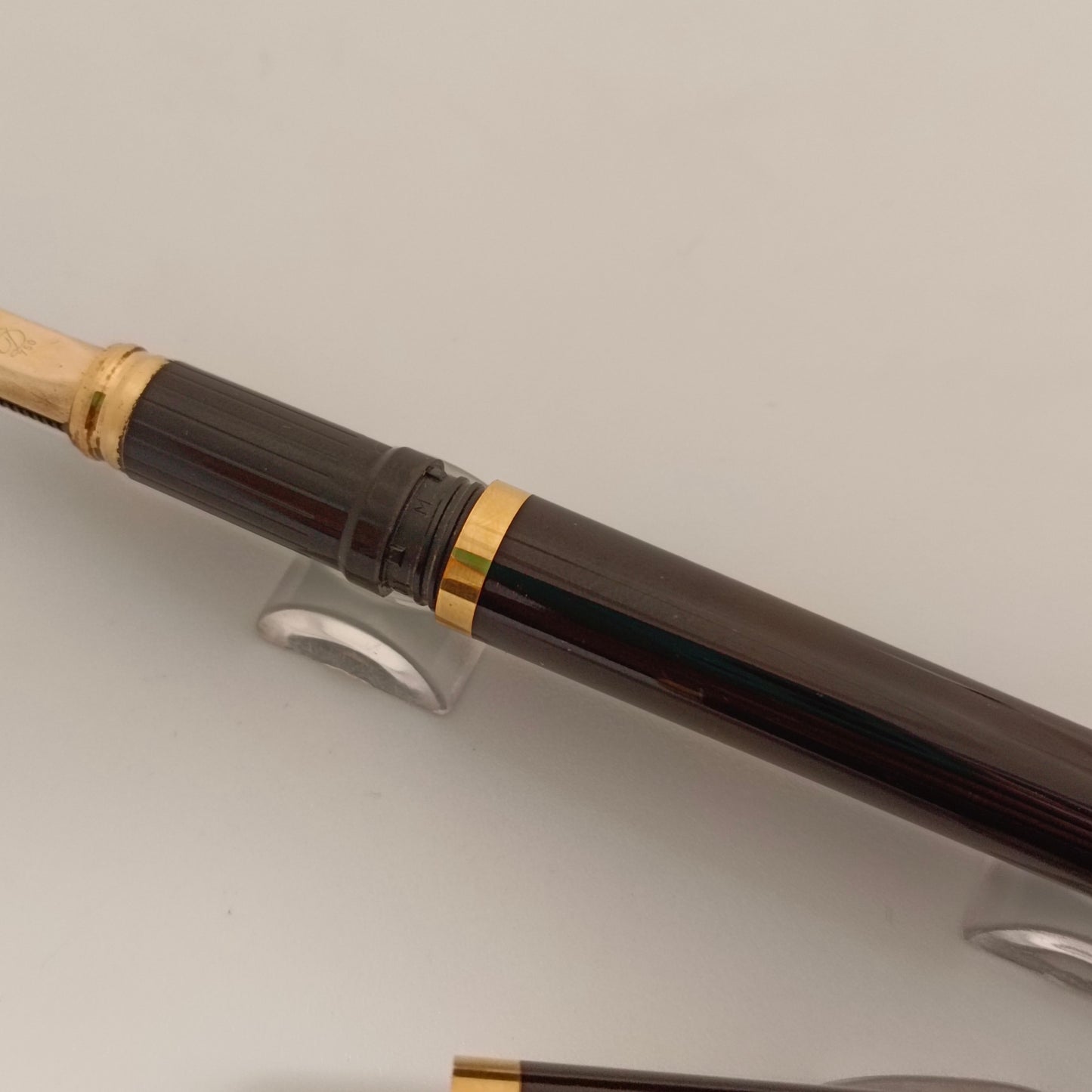 S.T. Dupont Black Lacque de Chine Fountain Pen with Gold Trim - France