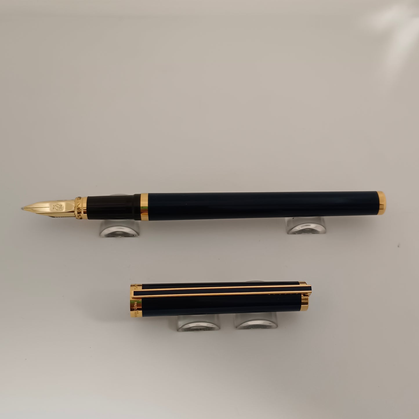 S.T. Dupont Blue Lacque de Chine Fountain Pen with Gold Trim