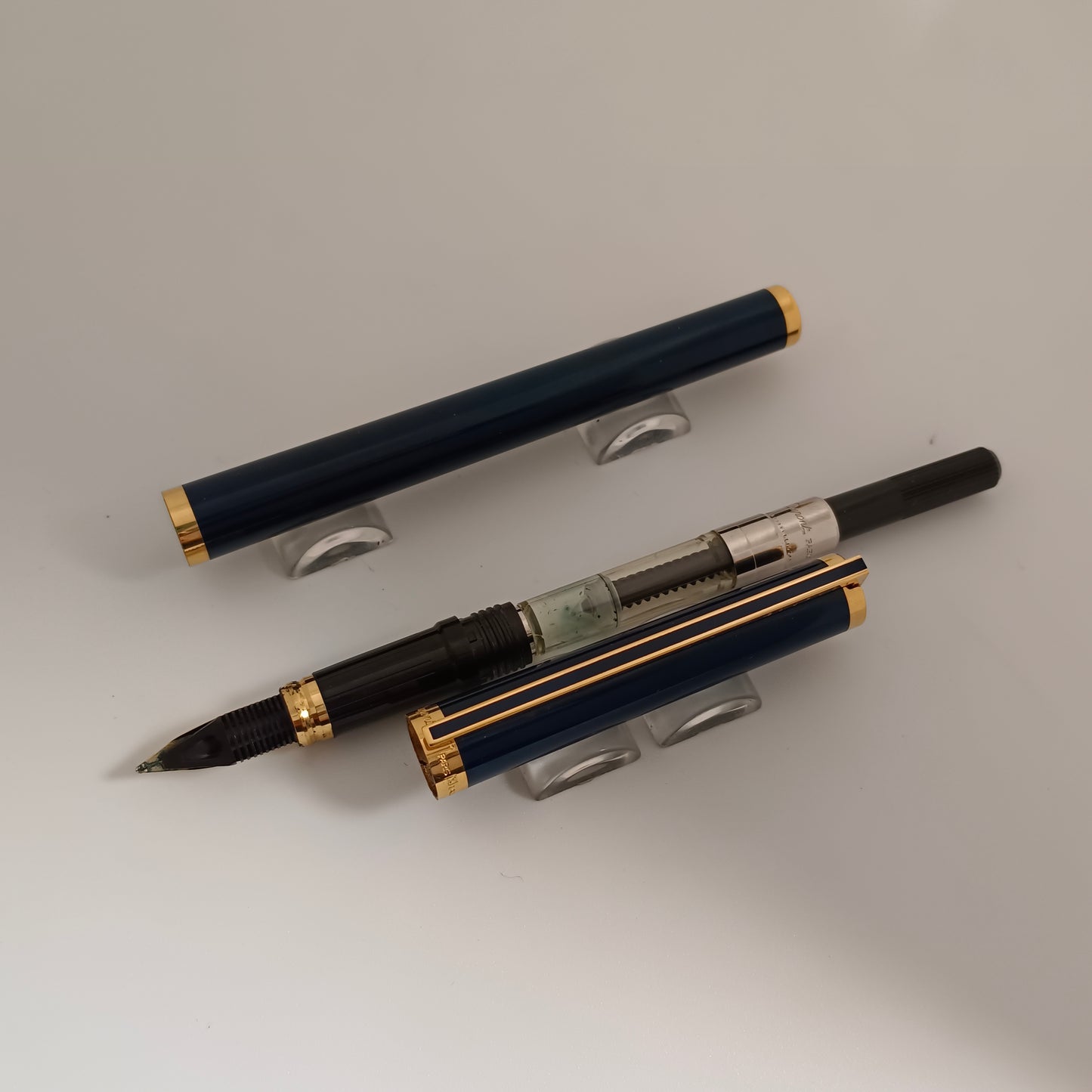 S.T. Dupont Blue Lacque de Chine Fountain Pen with Gold Trim