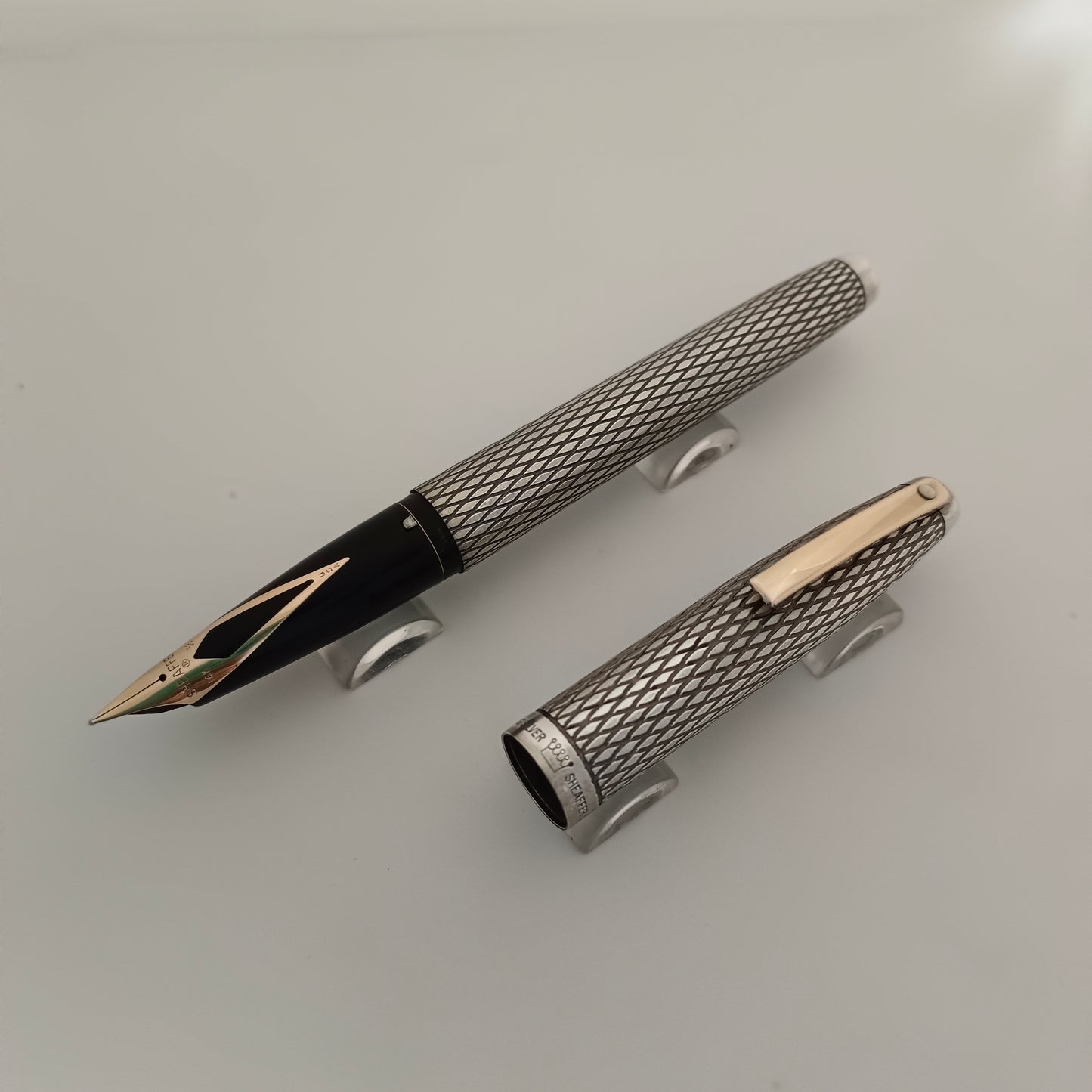 Sheaffer imperial sterling silver diamond pattern fountain pen
