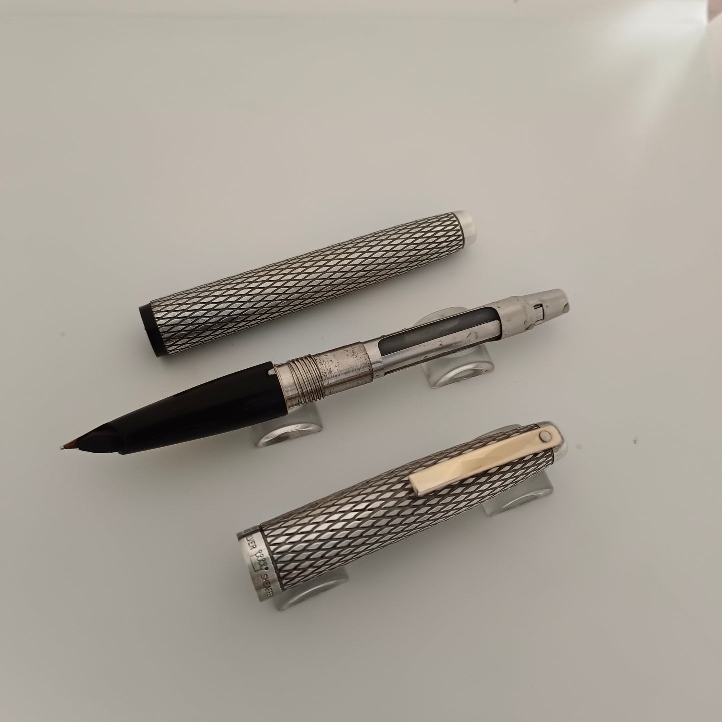 Sheaffer imperial sterling silver diamond pattern fountain pen