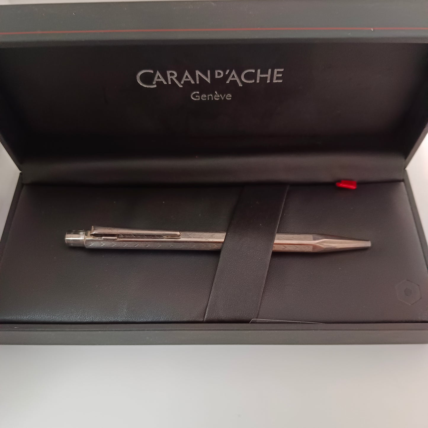 Caran d'Ache Hexagonal Silver Plated Ballpoint Pen (Swiss made)
