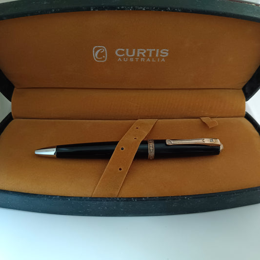 Curtis Black Resin Ballpen with Sterling Silver Appointment - Australia