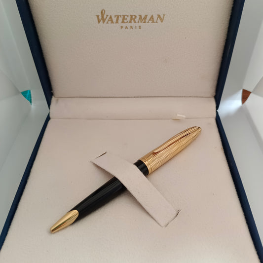 WATERMAN Carene Essential Black/Gold with Gold Trim Ballpoint Pen