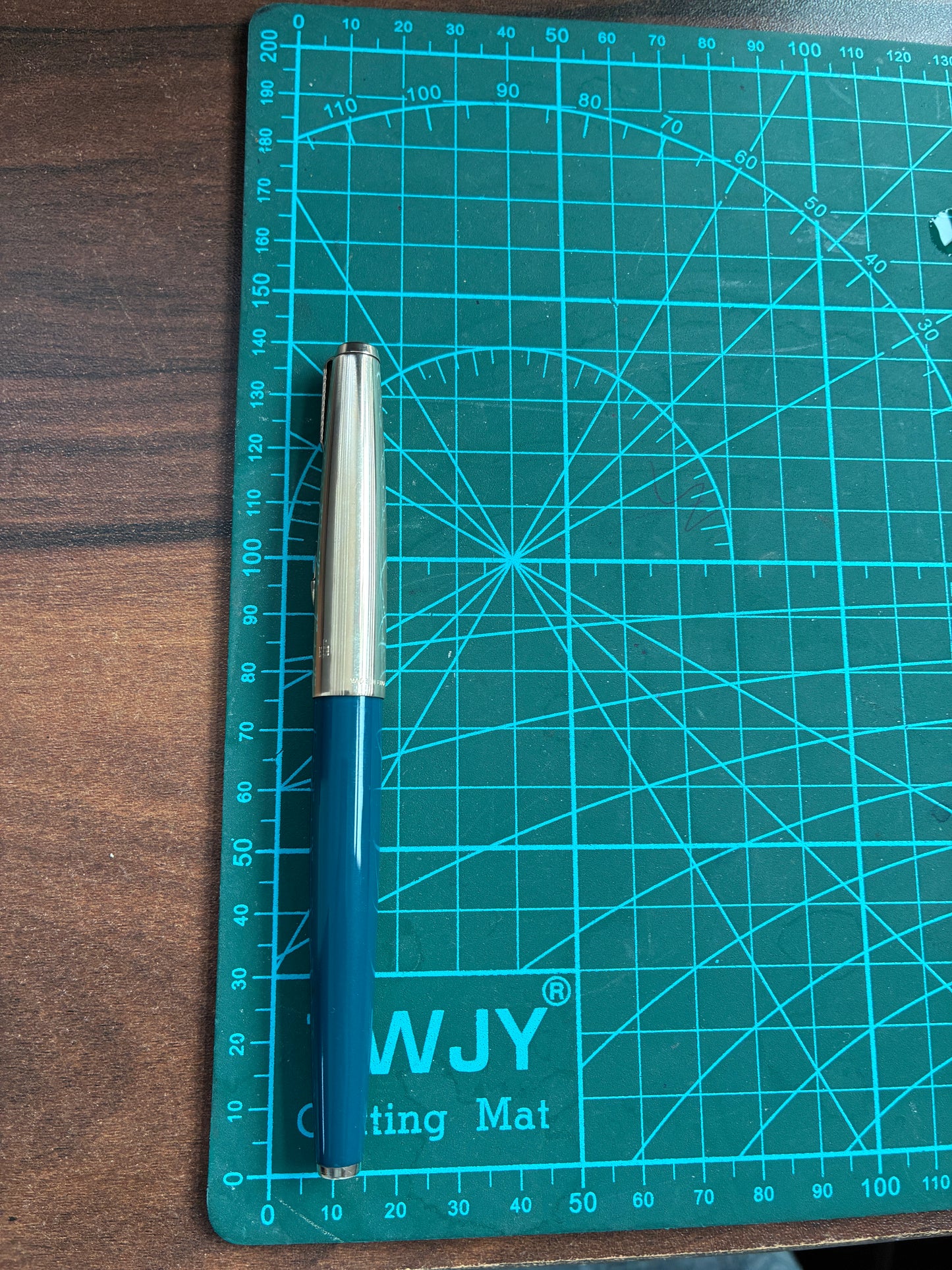 Parker 65 Custum Teal Blue Fountain Pen with Gold Filled Cap
