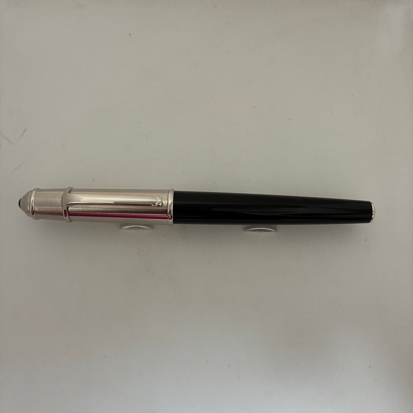 Cartier Diabolo (Full Size) Black With Brushed Steel Fountain Pen