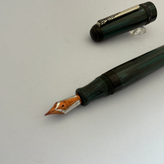 Marlen MACCVS Oversize Green Ebonite Fountain Pen - Sterling Silver Trim