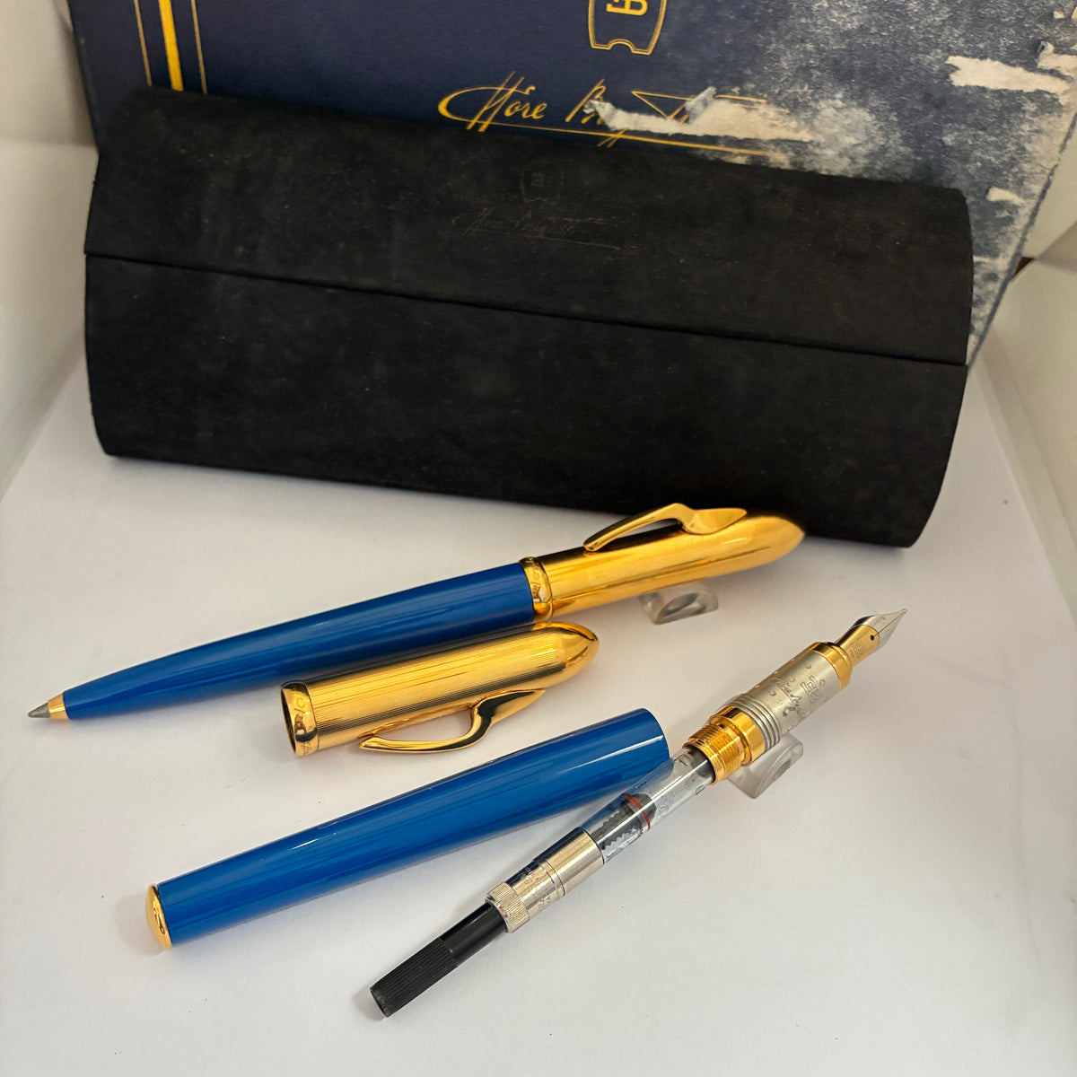 Ettore Bugatti Stylos Blue Gold-Plated Fountain Pen by Montegrappa