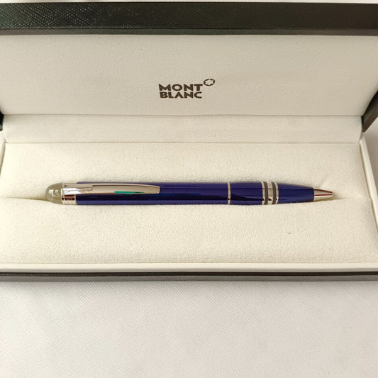 Montblanc Starwalker Cool Blue Ballpoint Pen Platinum Trim