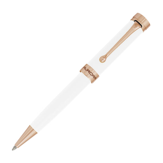 Aurora EDO Ballpoint pen, Resin, Rose Gold PVD, White, O31-W