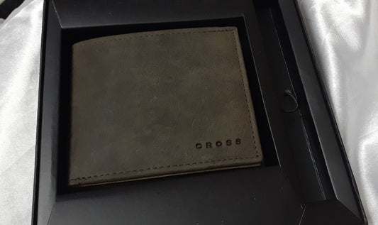 Only Cross Men Genuine Brown Leather Wallet 2 Big Solt + (8 Card Slots)