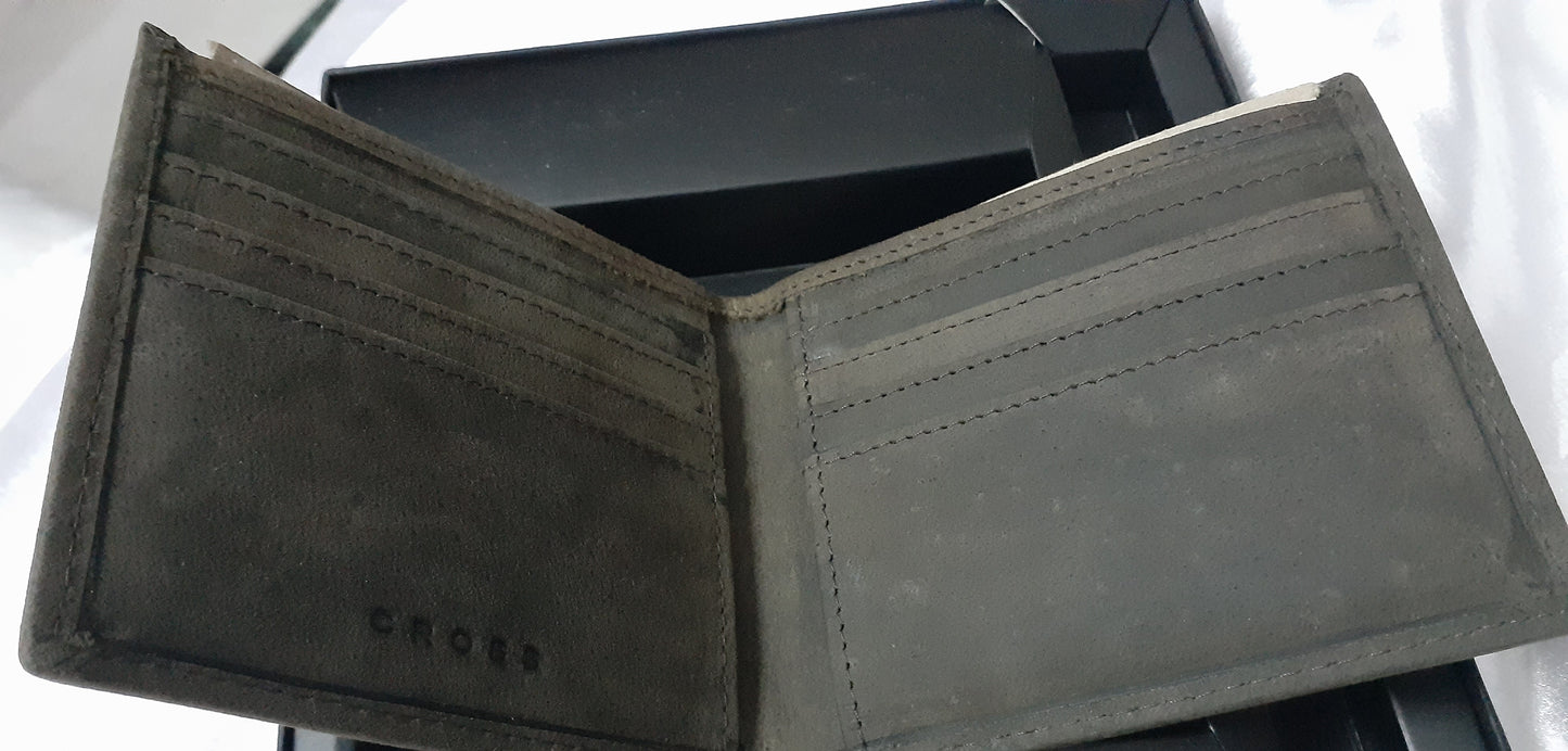 Only Cross Men Genuine Brown Leather Wallet 2 Big Solt + (8 Card Slots)