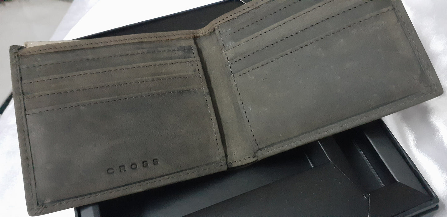 Only Cross Men Genuine Brown Leather Wallet 2 Big Solt + (8 Card Slots)