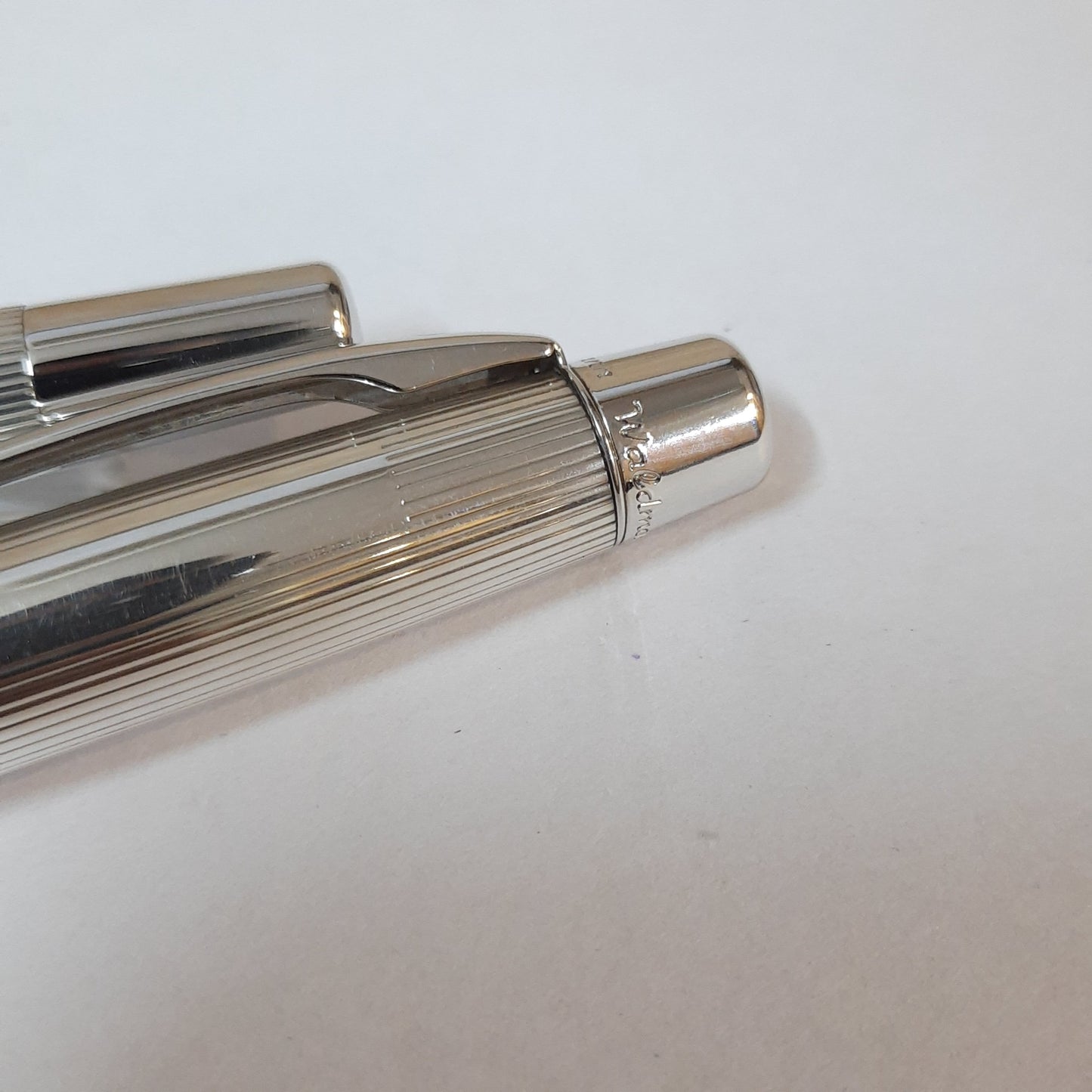 Waldmann Concorde Pinstripe Pattern Sterling Silver Fountain Pen