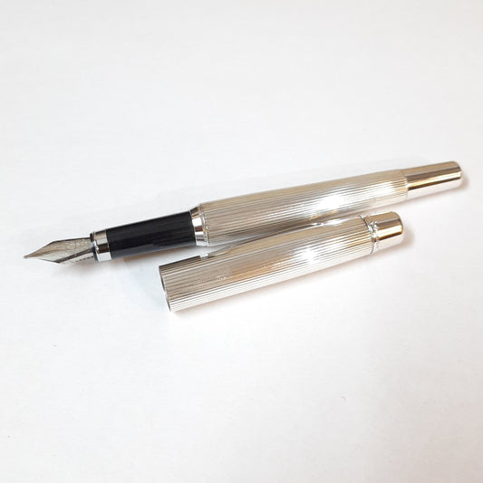 Waldmann Concorde Pinstripe Pattern Sterling Silver Fountain Pen