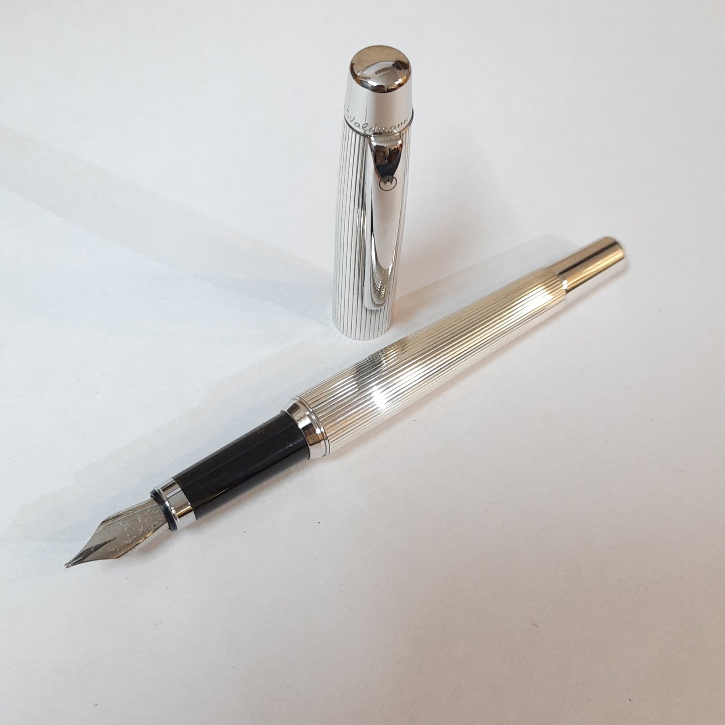 Waldmann Concorde Pinstripe Pattern Sterling Silver Fountain Pen