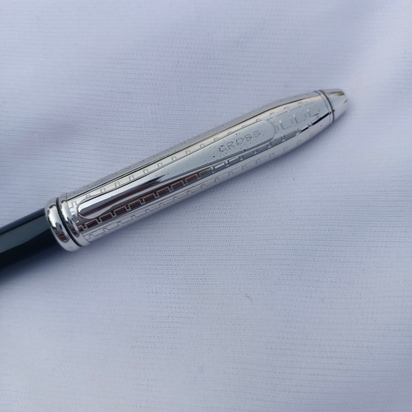 Cross Townsend Ball Pen Black Lacquer Barrel With Diamond Cut Rhodium Cap
