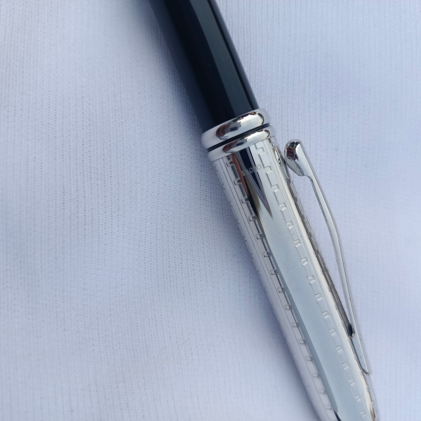 Cross Townsend Ball Pen Black Lacquer Barrel With Diamond Cut Rhodium Cap