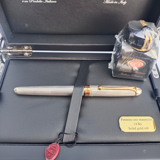 Aurora 88 925 Sterling Silver 14Kt Gold GT Fountain Pen 816